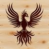 Vector Bird Design with Radiant Plumage A mythical creature with radiant plumage and outstretched wings, illustrated in vector format.