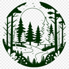 Illustrative forest scene with multiple trees in various stages of growth.