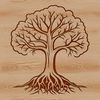 An SVG graphic representation of a tree with bold lines and clean shapes.