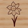 Green Stemmed Yellow Flower A yellow daffodil flower with white trumpet-shaped center, set against a green stem.
