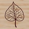A stylized illustration of a single leaf with veins, suitable for graphic design projects.