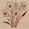 Daffodil Floral Design SVG File A stylized illustration of a daffodil flower with trumpet-shaped blooms and green stem.