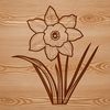 Hand-Drawn Easter Symbol A colorful illustration of a blooming daffodil flower in a green stem.