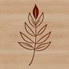 A single, stylized leaf with intricate details and veins, suitable for graphic design projects.