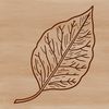 A stylized illustration of a single green leaf with smooth edges.