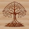 Free Beautiful Nature SVG Clip Art Image A simple tree illustration with detailed branches and leaves, suitable for vector graphics and cutting machine projects.