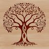 Nature's Canopy Design Illustration of a stylized tree with branches and leaves, suitable for digital art and design projects.