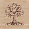 Vector illustration of a tree with branches and leaves in various sizes and styles.
