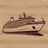 Nautical Oasis Clip Art An illustration of a large cruise vessel traveling across the ocean, suitable as a vector design element.