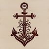 Nautical Decorative Anchor Graphic A decorative anchor with intricate details, suitable for nautical designs.