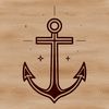 Vector design illustration of nautical anchors in various styles and arrangements.