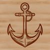 Anchor icon with rope and nautical hardware, ideal for clip art or vector design projects.