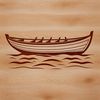 A simple line art illustration of a sailboat on calm waters.