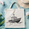Free SVG Outline Boat Template Illustrated outline of a boat, designed as vector graphics.