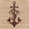 Free Vector Anchor Illustration A decorative anchor with intricate details and ornate design elements.