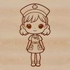Female nurse in a professional setting, designed as vector art for use in various applications.