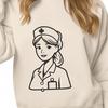 Stylized Nurse Illustration for Design A stylized illustration of a female nurse in uniform, suitable for vector design projects.