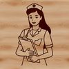 Simple Female Nurse Silhouette A simple line drawing of a female nurse in her uniform.