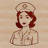 A professional female nurse in uniform, depicted as a vector graphic.