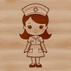 A professional female nurse standing in front of a hospital background, represented as a vector illustration.
