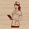 Female nurse in uniform, profession icon designed as a vector graphic.