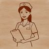 Female nurse in a professional setting, depicted in vector format.