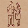 Vector Nurse Silhouette with Equipment Female Nurse silhouette with medical equipment vector illustration.