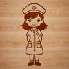 Female nurse in a white coat with stethoscope, representing the medical profession.