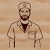 A simple illustration of a male nurse in a professional setting, suitable for use as a vector graphic.