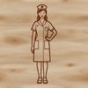 A female healthcare professional wearing a uniform and stethoscope, depicted in vector format.