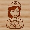 A professional female nurse silhouette in vector format.