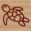 An illustration of a sea turtle in a simple line drawing style.