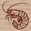 A detailed illustration of a shrimp, a crustacean animal commonly consumed as food.