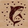 A detailed illustration of a shark, showcasing its distinctive features and anatomy.