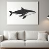 A high-resolution, scalable vector graphic illustration of a whale in silhouette form.