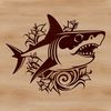 A simple illustration of a shark, suitable for vector art projects.