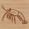 Whimsical Seafood Icon Design A stylized illustration of a shrimp with detailed features.
