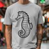 Majestic Seahorse Illustration A detailed illustration of a seahorse in its natural habitat.