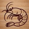 Edible Sea Creature Line Art A simple line drawing of a shrimp, an edible sea creature.