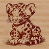 A sitting ocelot with a wild appearance, suitable for vector designs.