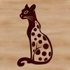 A wild ocelot sitting on the forest floor, depicted as a vector illustration.