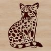 A sitting wild animal with distinctive markings, depicted in a vector format.