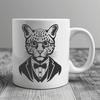 A vector graphic representation of a wild animal, specifically the ocelot, with a focus on its feline characteristics.
