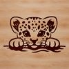 A close-up vector illustration of an ocelot's face, showcasing its distinctive markings.