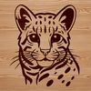 Exotic Feline Profile Illustration An SVG vector graphic of a big cat ocelot in profile, suitable for various design applications.