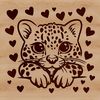 Wild Whiskers SVG Illustration A detailed SVG illustration of a wild Ocelot's head, peeking out from behind leaves.