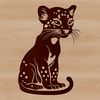 Wild Cat Profile Illustration A sitting wild big cat with distinctive markings.