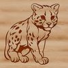 Close-up of a large wild ocelot standing on its hind legs, rendered in high-quality vector graphics.