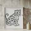 A wild animal, the ocelot, sitting on its haunches, depicted as vector art.