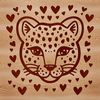 A wild animal with spotted fur and a distinctive head shape, set against a plain background.